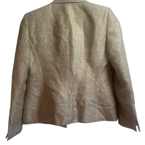 Le Suit Petite Women's Tailored Blazer 6P Tan Cream Sparkle One-Button Jacket - Picture 2 of 5